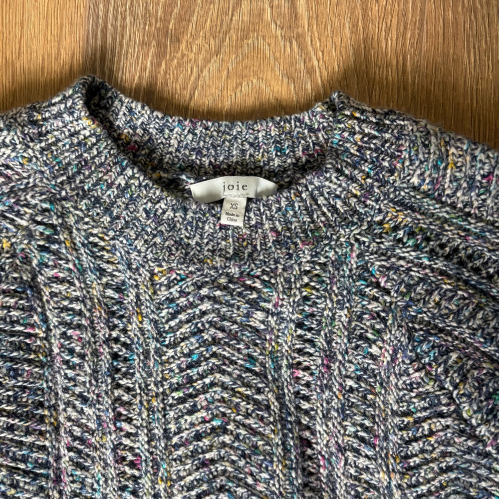 Joie Speckled Knit Sweater in Blue and Yellow